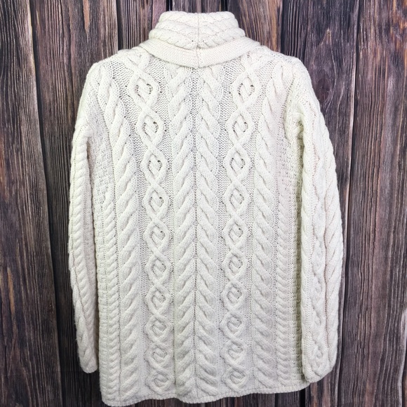 🍀CARRAIGDONN🍀 Merino Wool Ivory Cardigan Sweater 1242 - Picture 5 of 5